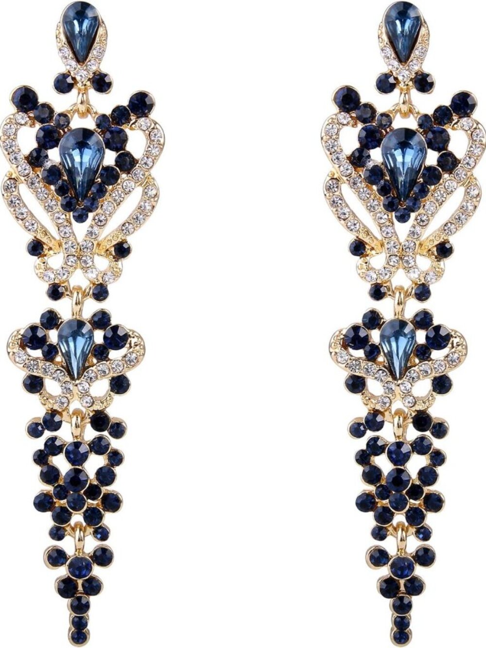 Elegant Floral Knot Dangle Earrings with Austrian Crystals - Gold-Tone Glam